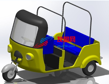 载人三轮摩托车3D数模图纸 Solidworks设计 STEP格式