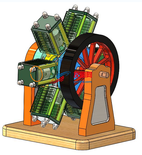 Cylinder Radial Engine 六缸星形发动机模型3D图纸 Solidworks设计
