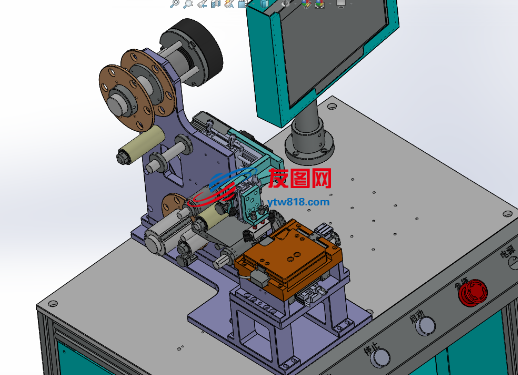 电子行业贴膜机、贴标机3D数模图纸 Solidworks设计
