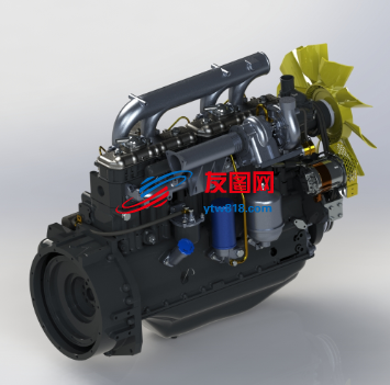 柴油发动机模型3D图纸 Solidworks设计附x-T格式