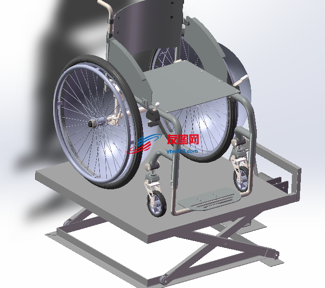 轮椅剪刀式升降机三维图