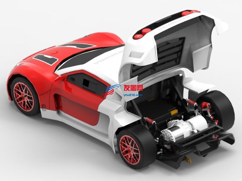 Electric Track Car电动赛车汽车模型3D图纸 STEP格式
