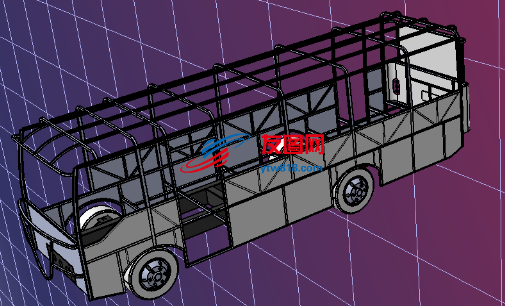 公交车结构框架简易模型3D图纸 IGS格式
