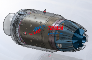 涡轮喷气引擎航空发动机3D图纸 solidworks设计