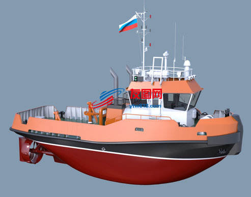 拖船船舶3D数模图纸 RHINO设计  附STP