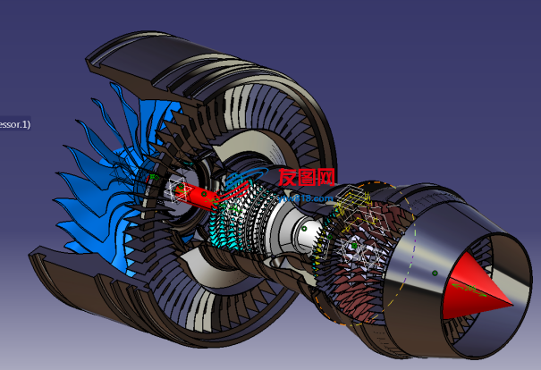 涡轮风扇喷气式发动机模型3D图纸 CATIA设计