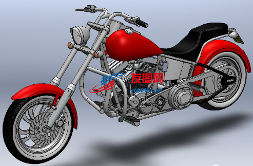 摩托车模型3D图纸 Solidworks设计