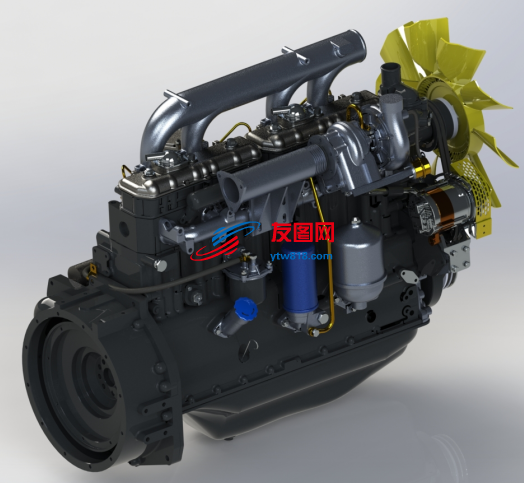 柴油发动机模型3D图纸 Solidworks设计