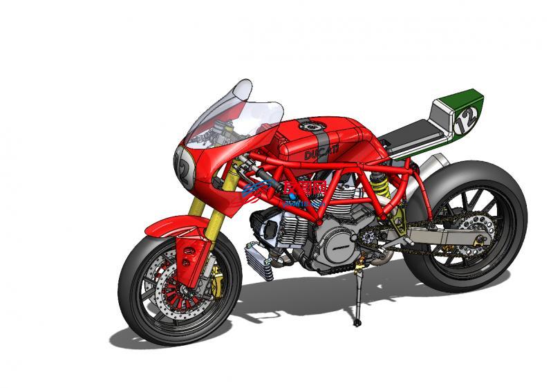 杜卡迪Ducati TT摩托车模型3D图纸 x_t step格式