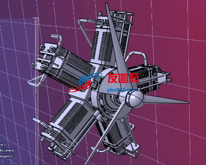5缸星形发动机3D数模图纸 STP格式