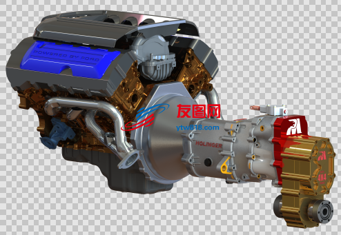 V8 sxs buggy越野车发动机与分动箱3D图纸 Solidworks19 x_t 格式