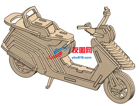 小型摩托车模型拼装图纸 Solidworks 附cdr