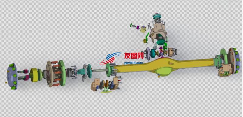 行星车轴后驱动桥3D数模图纸 Solidworks设计