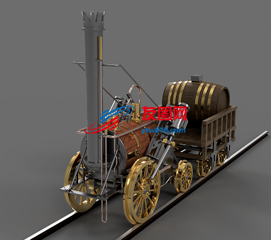 1829老式内燃机蒸汽火车模型3D图纸 STEP格式