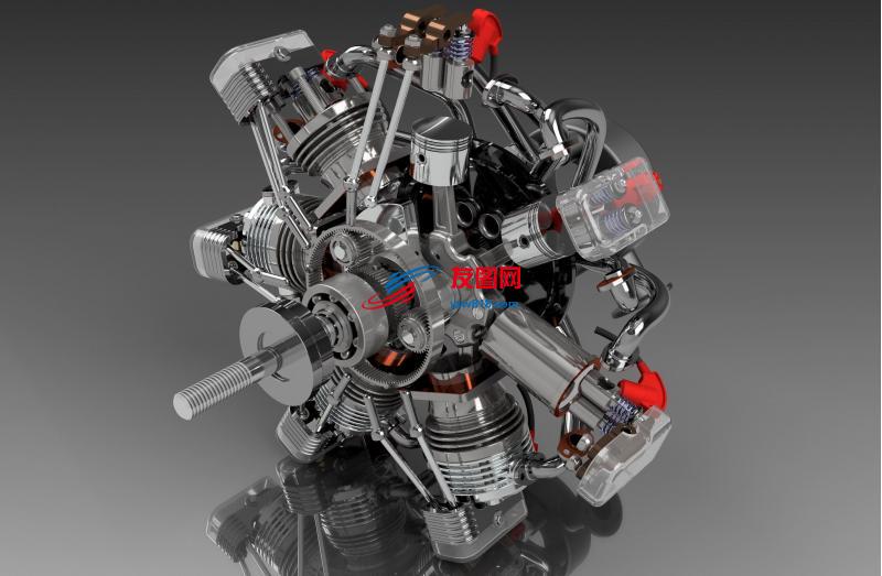 详细的7缸星型发动机3D图纸 INVENTOR设计 附平面工程图