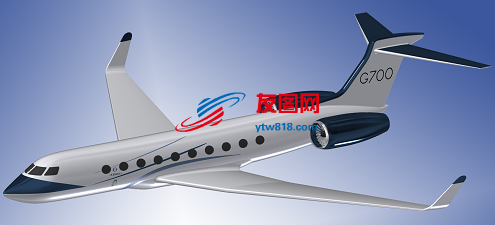 G 700客机飞机简易模型3D图纸 STP格式