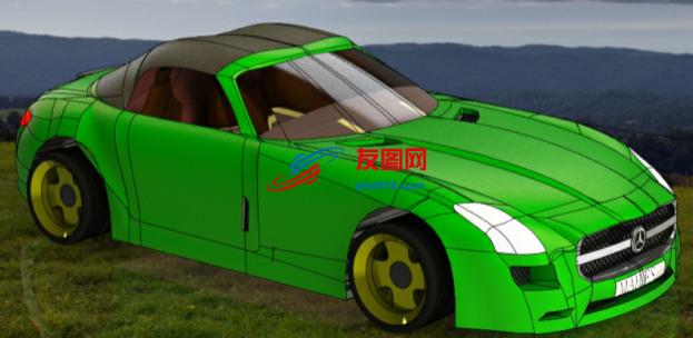 奔驰轿车简易模型3D图纸 Solidworks设计