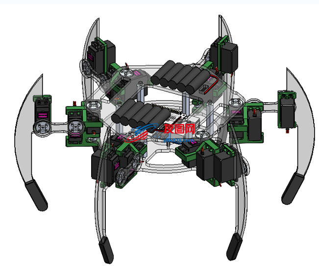 六足机器人3D数模图纸 Solidworks设计
