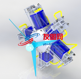 径向星型发动机3D图纸 Solidworks设计