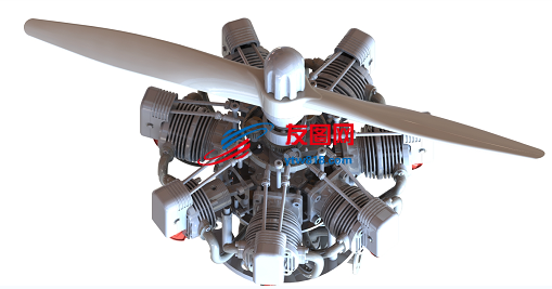 7缸径向星型发动机模型3D图纸 Solidworks设计