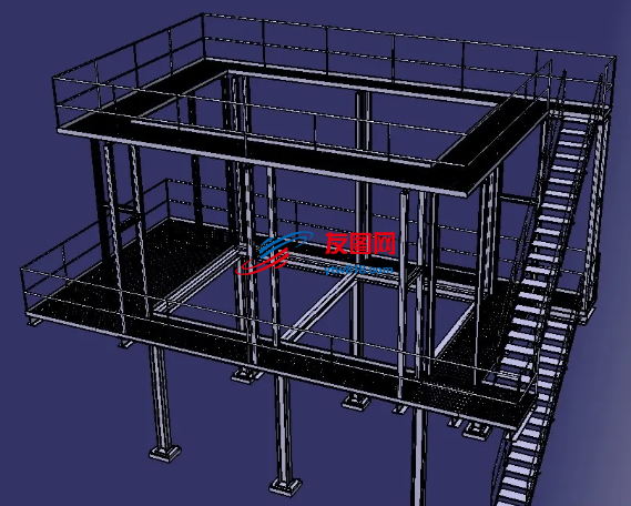 冷却塔钢结构平台3D图纸 STEP格式