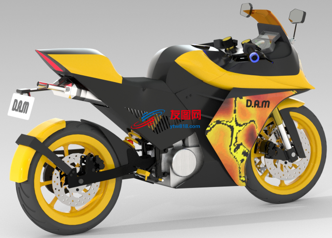 运动摩托车简易模型3D图纸 x_t格式