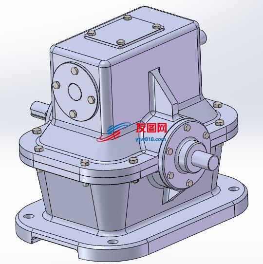 单级蜗轮蜗杆减速器SolidWorks模型