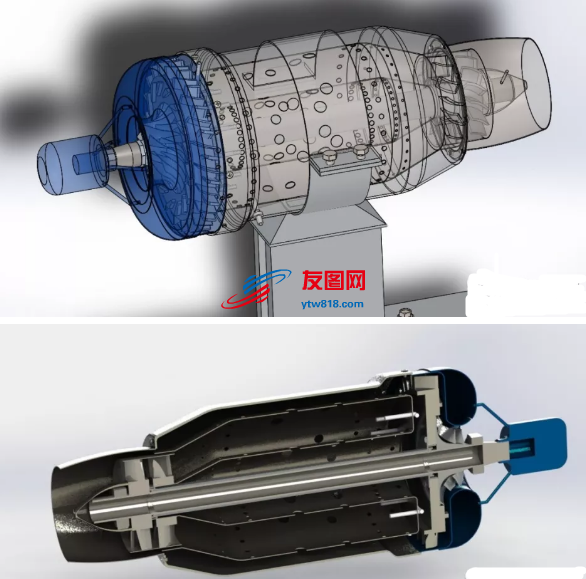 涡轮喷气发动机3D数模图纸 Solidworks设计