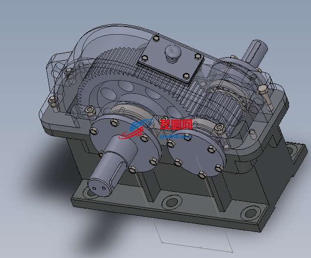 一级直齿圆柱齿轮减速器(全参数化)3D模型图纸 SolidWorks设计