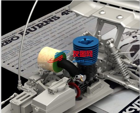 遥控车发动机模型3D图纸 PROE设计 附STP格式