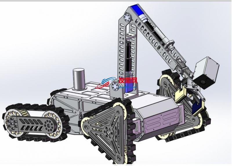 移动救援履带机器人车3D图纸 Solidworks设计