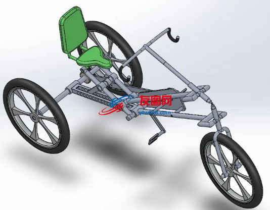 单座小三轮自行车结构3D图纸 Solidworks设计