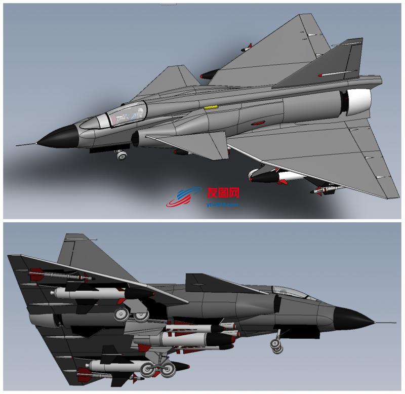 喷气式飞机3D数模图纸 Solidworks设计 附STEP IGS