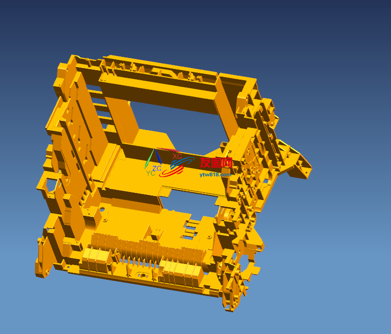 打印机碳粉盒主体3D图复杂模具