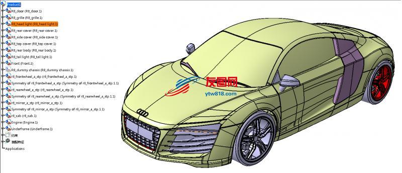 Audi_R8汽车模型 CATIA设计