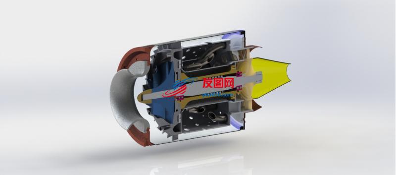 涡喷KJ66引擎发动机模型3D图纸 Solidworks设计