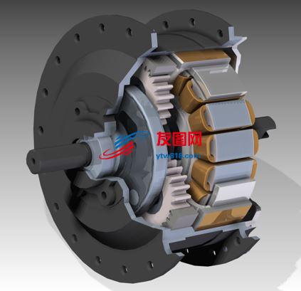 250W减速轮毂电机三维建模图纸 SolidEdge设计 附STP格式
