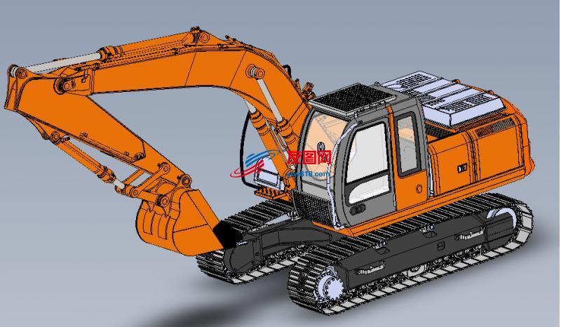 挖掘机模型3D图纸  Solidworks设计