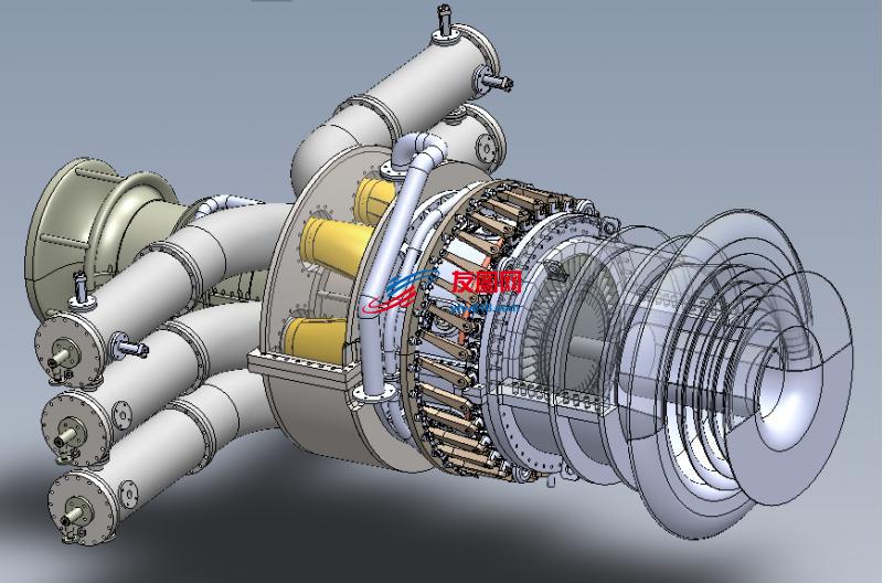 GE MS 3002燃气涡轮发动机模型3D图纸 Solidworks设计