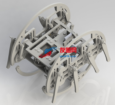 仿生蜘蛛可步行可翻滚机器人3D图纸 Solidworks设计