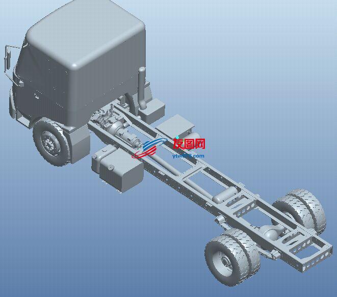 大卡车车架（底盘+动力系统+发动机）STP