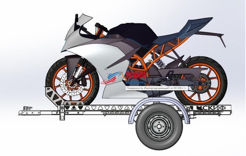 摩托车拖车3D图纸 x_t step格式