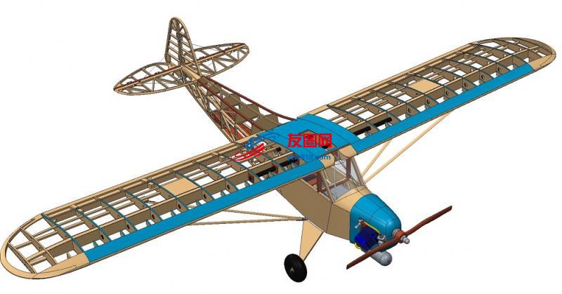 轻型飞机框架结构模型3D图纸 STP格式