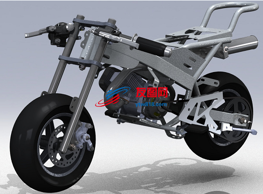 轻便摩托车模型3D图纸 Solidworks设计 附STEP IGS