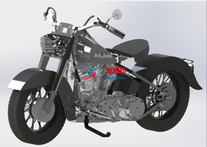摩托车拼装模型3D图纸 STEP格式