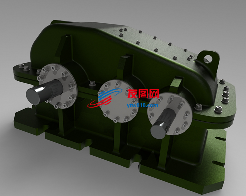 二级斜齿轮减速器3D图纸 Solidworks设计
