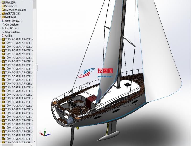 SolidWorks设计的帆船3D图纸