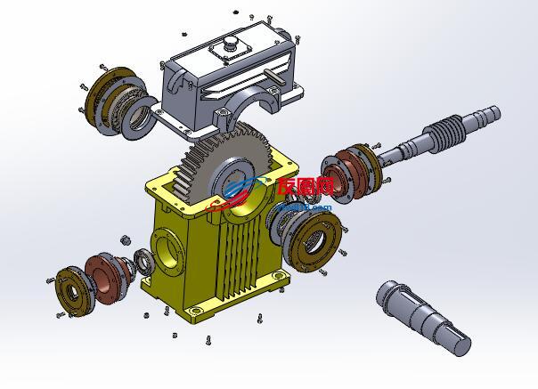 蜗杆减速器SolidWorks三维模型