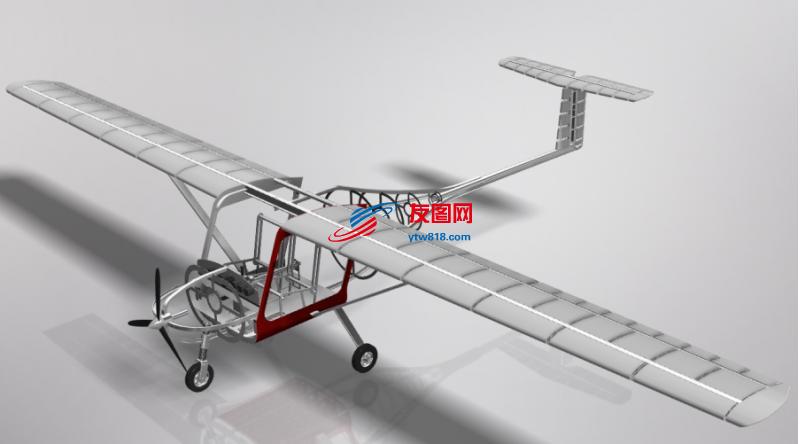 单人飞机结构模型3D图纸 STP图纸