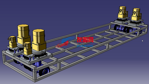转向齿轮传动罐体输送车架3D图纸 CATIA设计 附IGS